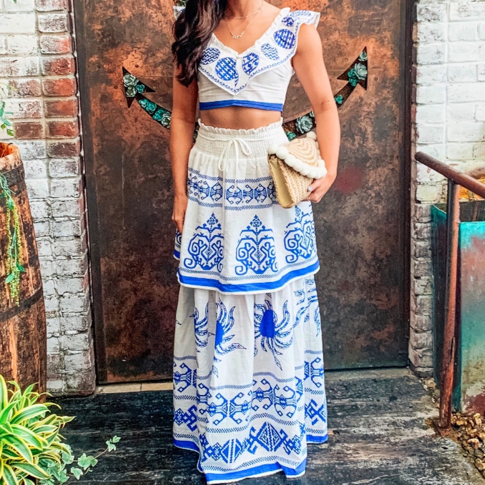 A Time For Everything Blue Print Two Piece Set